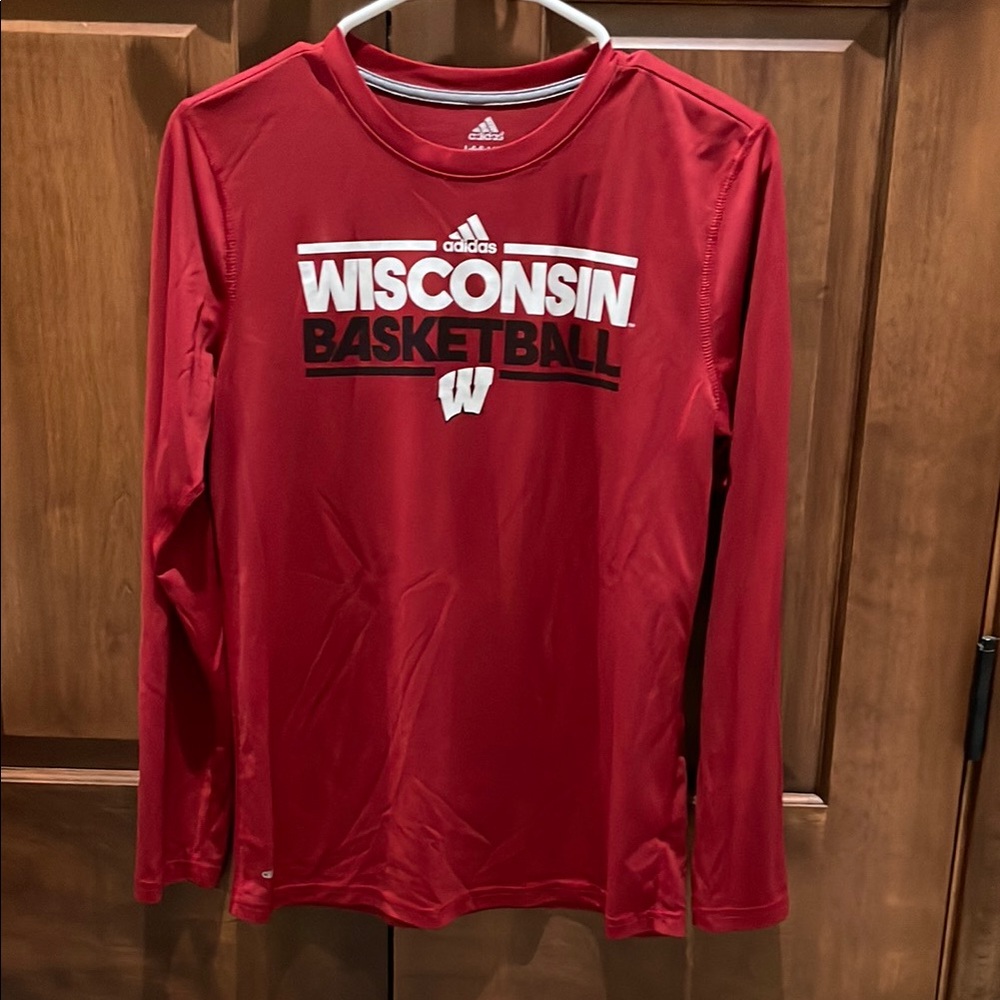 Adidas Wisconsin Basketball Red Long Sleeve Shirt